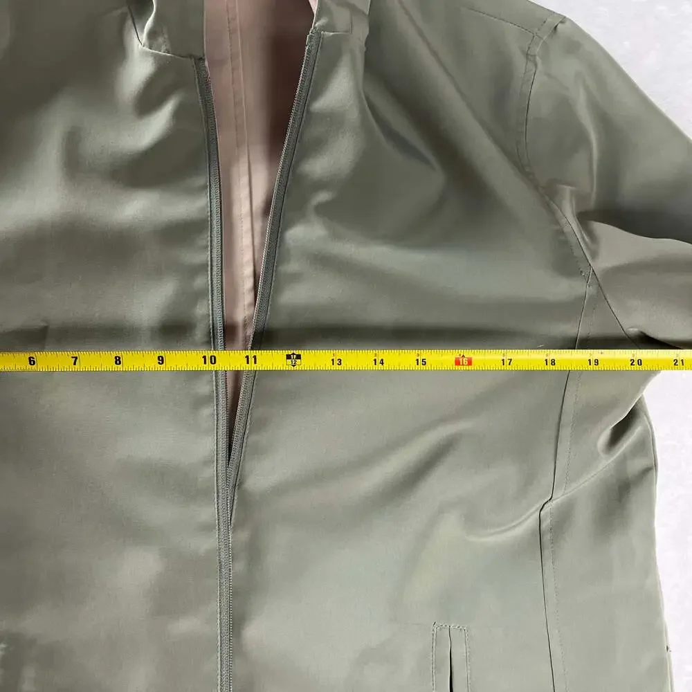 Reversible Hooded Rain Jacket Sage Green‎ Tan Minimalist Zip Windbreaker Women's